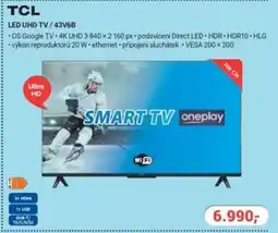 Planeo Elektro TCL LED Uhd TV/43V6B nabídka