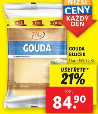 Lidl GOUDA BLOČEK, 500 g nabídka