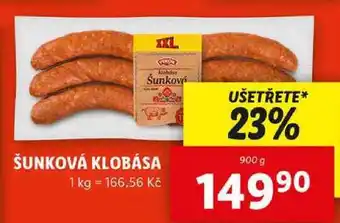 Lidl ŠUNKOVÁ KLOBÁSA, 900 g nabídka