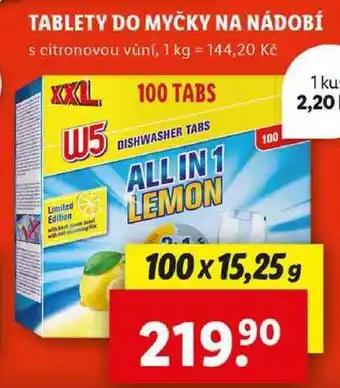 Lidl TABLETY DO MYČKY NA NÁDOBÍ, 100x 15,25 g nabídka