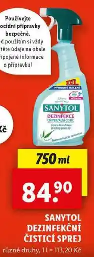 Lidl SANYTOL DEZINFEKČNÍ ČISTICÍ SPREJ, 750 ml nabídka