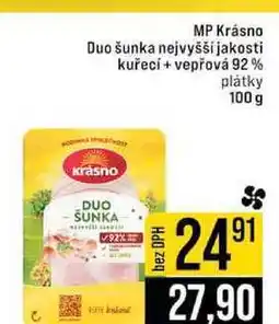 Jip MP Krásno Duo šunka nejvyšší jakosti kuřecí + vepřová 92% plátky 100 g nabídka