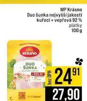 Jip MP Krásno Duo šunka nejvyšší jakosti kuřecí + vepřová 92% plátky 100 g nabídka