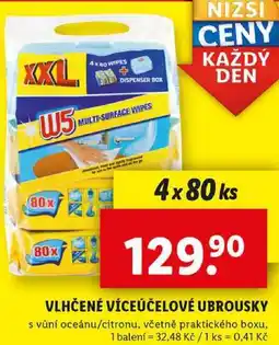 Lidl VLHČENÉ VÍCEÚČELOVÉ UBROUSKY, 4x 80 ks nabídka