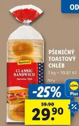 Lidl PŠENIČNÝ TOASTOVÝ CHLÉB, 750 g nabídka