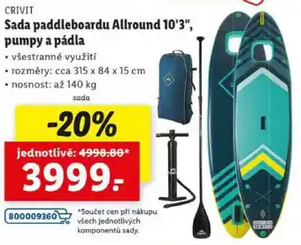 Lidl Sada paddleboardu Allround 10'3, pumpy a pádla nabídka