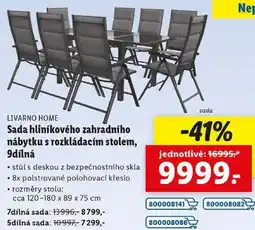Lidl Sada hliníkového zahradního nábytku s rozkládacím stolem, 9dílná nabídka