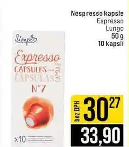 Jip Nespresso kapsle Espresso Lungo 50 g 10 kapslí nabídka