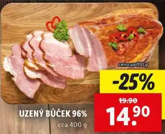 Lidl UZENÝ BŮČEK 96%, cena za 100 g nabídka