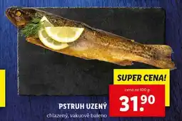 Lidl PSTRUH UZENÝ, cena za 100 g nabídka
