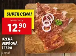 Lidl UZENÁ VEPŘOVÁ ŽEBRA, cena za 100 g nabídka