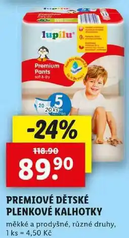 Lidl PREMIOVÉ DĚTSKÉ PLENKOVÉ KALHOTKY, 20 ks nabídka