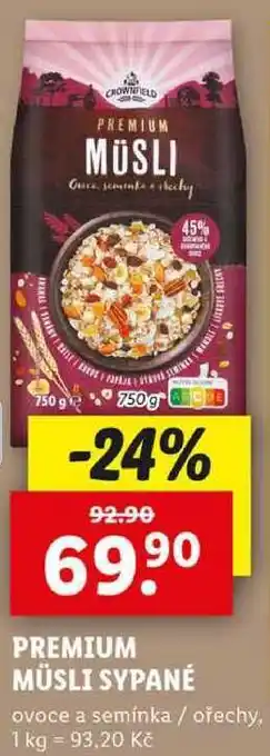 Lidl PREMIUM MÜSLI SYPANÉ, 750 g nabídka