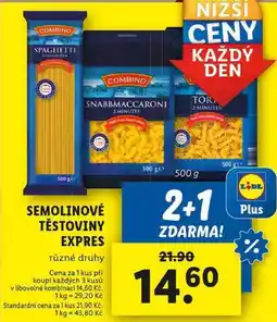 Lidl SEMOLINOVÉ TĚSTOVINY EXPRES, 500 g nabídka