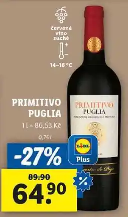 Lidl PRIMITIVO PUGLIA, 0,75 l nabídka