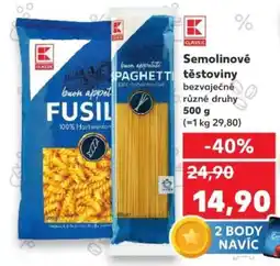 Kaufland Semolinové těstoviny nabídka