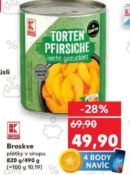 Kaufland Broskve plátky v sirupu nabídka