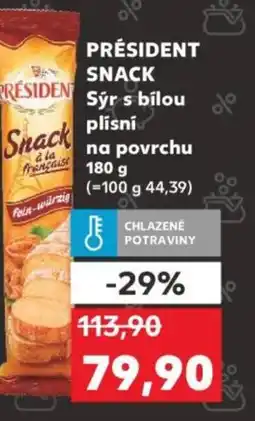 Kaufland PRÉSIDENT SNACK Sýr s bílou oo plísní na povrchu nabídka