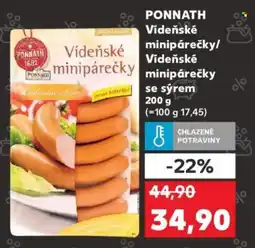 Kaufland PONNATH Vídeňské minipárečky/ Vídeňské minipárečky se sýrem nabídka