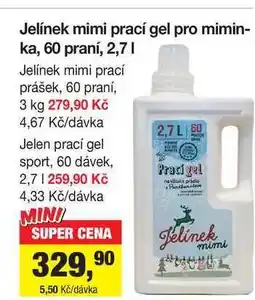 Šlak Jelínek mimi prací gel pro miminka, 60 praní, 2,7l nabídka