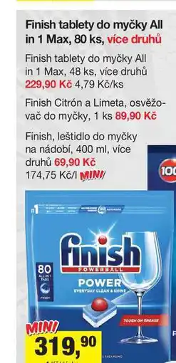 Šlak Finish tablety do myčky 80 ks, vybrané druhy nabídka