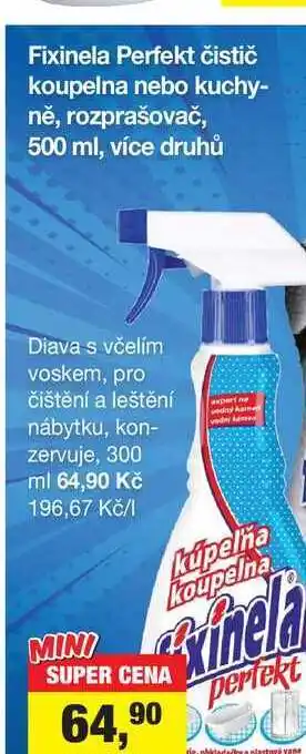 Šlak Fixinela Perfekt čistič koupelna nebo kuchyně, rozprašovač, 500 ml, více druhů nabídka