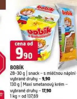 Terno Bobík 28-30 g snack s mléčnou náplní vybrané druhy 130 g Maxi smetanový krém vybrané druhy nabídka