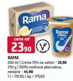 Terno Rama 200 ml Crema 15% na vaření 250 g 100% rostlinná alternativa, neslaná nabídka