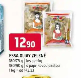 Terno Essa olivy zelené 180/75 g bez pecky 180/90 g s paprikovou pastou nabídka
