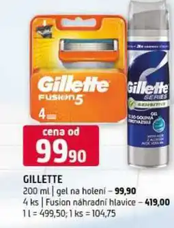 Terno Gillette 200 ml gel na holení 4 ks Fusion náhradní hlavice nabídka
