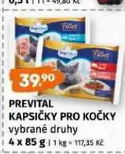 Terno Prevital kapsičky pro kočky vybrané druhy 4 x 85 g nabídka