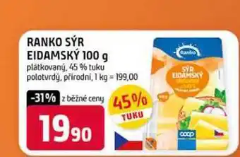 Terno Ranko sýr eidamský 100 g plátkovaný, 45% tuku polotvrdý, přírodní nabídka
