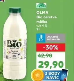 Kaufland OLMA Bio čerstvé mléko tuk 4% nabídka