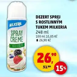 Penny Market Dezert sprej s rostlinným tukem Milkeria nabídka