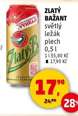 Penny Market ZLATÝ BAŽANT světlý ležák plech 0,5 l nabídka