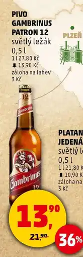 Penny Market PIVO GAMBRINUS PATRON 12 nabídka