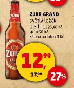 Penny Market Zubr Grand světlý ležák 0,5 l nabídka