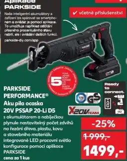 Kaufland PARKSIDE PERFORMANCE® Aku pila ocaska 20V PSSAP 20-Li D5 nabídka