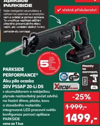 Kaufland PARKSIDE PERFORMANCE® Aku pila ocaska 20V PSSAP 20-Li D5 nabídka