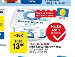 Tesco Milko řecký jogurt 0% tuku nabídka