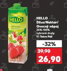 Kaufland Hello džus, nektar a nápoj nabídka