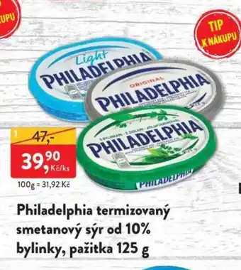 MP Krásno PHILADELPHIA termizovaný smetanový sýr od 10% bylinky, pažitka nabídka