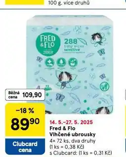 Tesco Fred & flo dětské vlhčené ubrousky nabídka