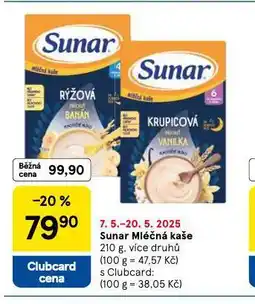 Tesco Sunar mléčná kaše nabídka