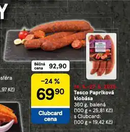 Tesco Papriková klobása nabídka
