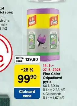 Tesco Fino color odpadkové pytle 60 l nabídka