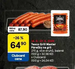 Tesco Párečky na gril nabídka