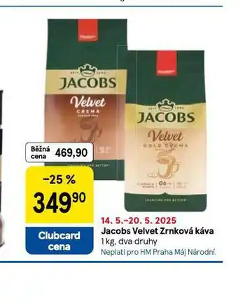 Tesco Jacobs velvet zrnková káva nabídka