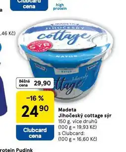 Tesco Madeta jihočeský cottage sýr nabídka