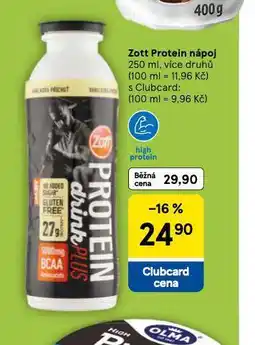 Tesco Zott protein nápoj nabídka